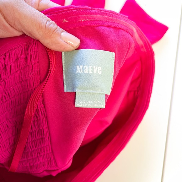 Maeve Anthropologie (Size 2) Crepe Strapless Wide Crop Leg Jumpsuit Hot Pink - Picture 7 of 10
